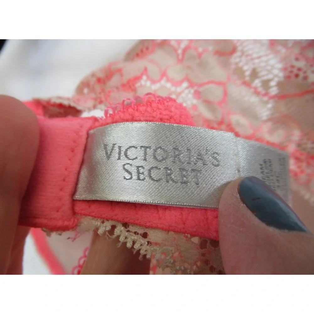 Victoria's Secret Dream Angels Lined Demi Bra 34C Neon Underwire Lace